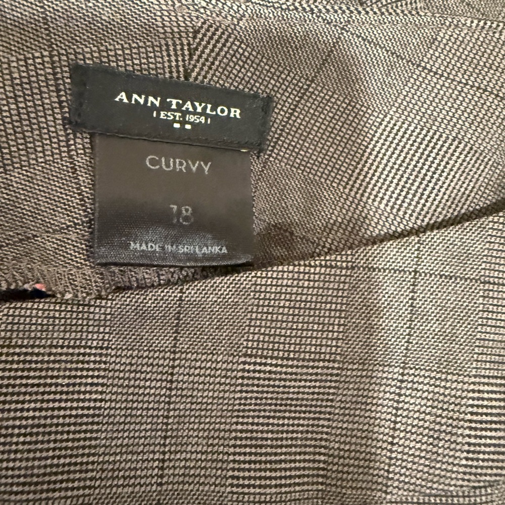 Ann Taylor Black and Gray Plaid Trousers